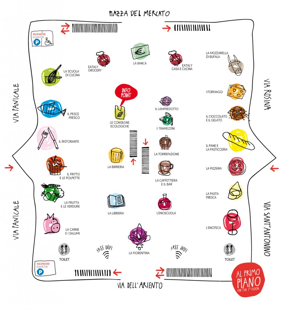 La mappa disegnata, colorata e pure scritta da Calugi